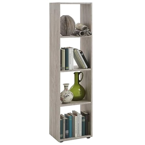 FMD furniture Bücherregal Raumteiler Ordnerregal mit 4 Fächern stehend oder liegend in Sandeiche für Wohnzimmer, Büro, Kinderzimmer