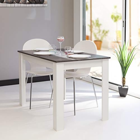 Amazon-Marke: Movian Nice Esstisch, rechteckig, Weiß und Betonfarbe, 70 x 110 x 72.6 cm