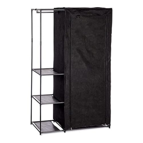 BigBuy Home Kleiderschrank, Stoff, Schwarz, Eisen, Polypropylen, 43 x 172 x 105 cm