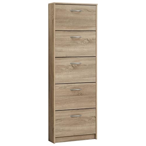 FMD Möbel, 411-005E Step 5 Schuhkipper, Spanplatte, Eiche, Maße 58.5 x 168.3 x 17.0 cm (BHT)