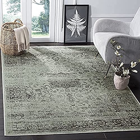 SAFAVIEH Traditionell Teppich für Wohnzimmer, Esszimmer, Schlafzimmer - Vintage Collection, Kurzer Flor, Grau und Fichte, 201 X 279 cm