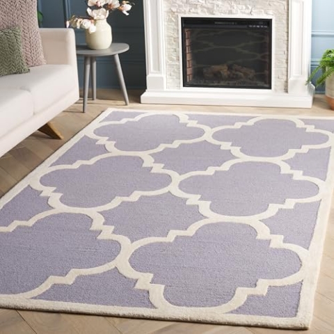 SAFAVIEH Modern Teppich für Wohnzimmer, Esszimmer, Schlafzimmer - Cambridge Collection, Kurzer Flor, Silber und Elfenbein, 152 X 244 cm