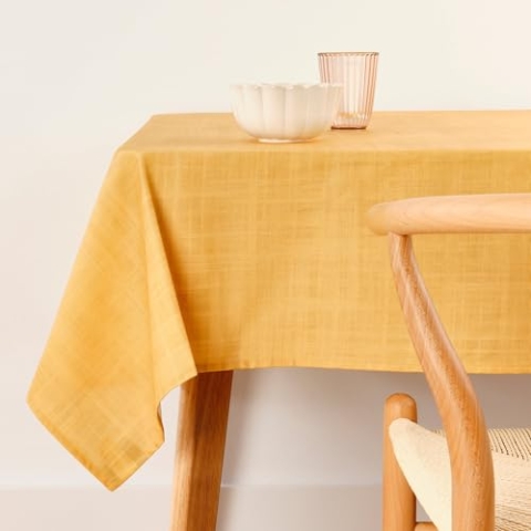 Belum Tischdecke, schmutzabweisend, Größe 300 x 155 cm, extra weich, Senffarben, 100, Stoff 100% Bio-Baumwolle, einfarbig, Tischdecke