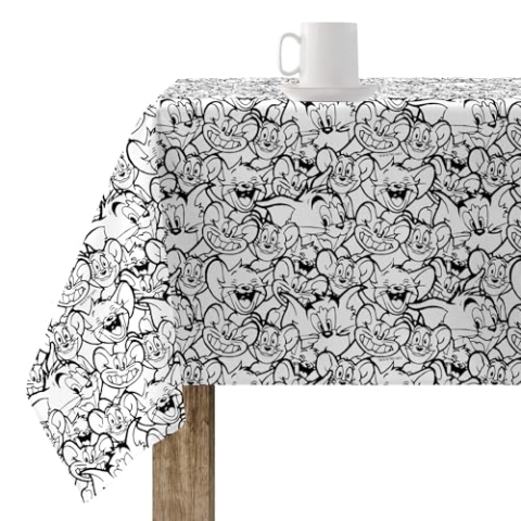 BELUM Tischdecke, fleckenabweisend, Tom & Jerry 01, fleckenabweisende Tischdecke, rechteckig, Harz, Tischdecke, Tischdecke, Küche, Tischdecke, Zuhause (250 x 140 cm)