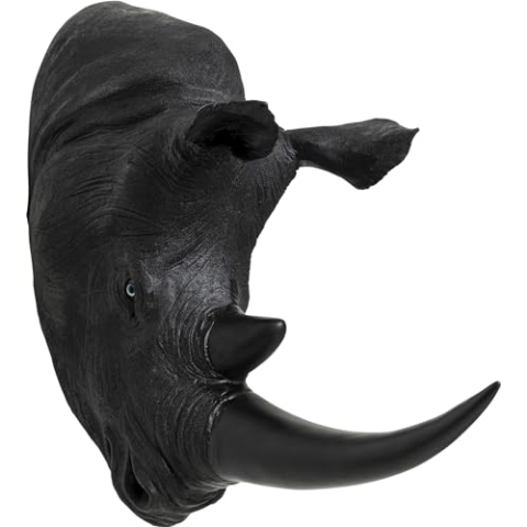 Kare Design Wandobjekt Rhino Head Antique Schwarz 22x43cm Deko, 43x22x51cm