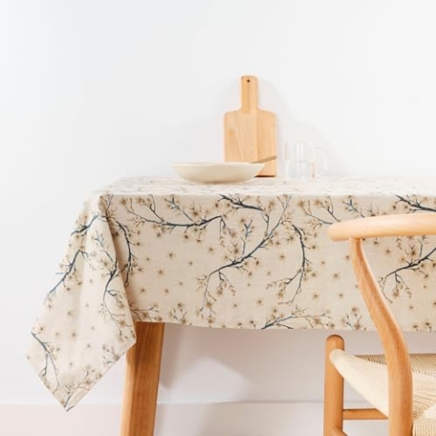 Belum 0120-328 Tischdecke, schmutzabweisend, Größe 250 x 155 cm, extraweich, Mehrfarbig, Stoff aus 100% Bio-Baumwolle, Modell 0120-328