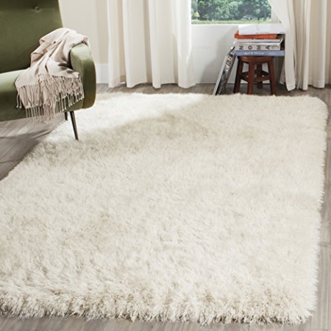 SAFAVIEH Zottelig Teppich für Wohnzimmer, Esszimmer, Schlafzimmer - Venice Shag Collection, Hoher Flor, Perle, 183 X 274 cm