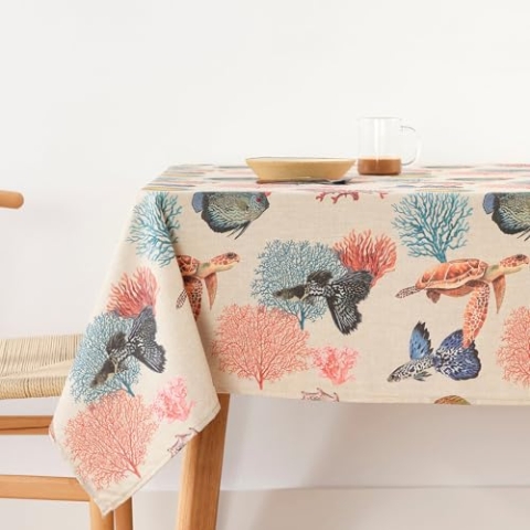 Belum Tischdecke mit Fleckenabweisend, Größe 300 x 140 cm, extraweich, Mehrfarbig, 100, Stoff 100% Bio-Baumwolle, Modell 0120-367