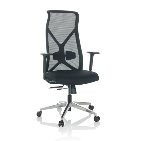 hjh OFFICE Profi Bürostuhl AZURRO B Stoff Drehstuhl ergonomisch, Netzrücken, Flexible Lordosenstütze, Schwarz, 751014