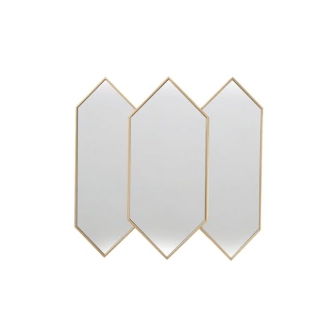Romimex Wandspiegel, Gold, Metall, Rauten, 5 x 69 x 70 cm