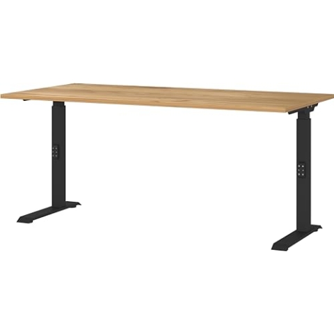 Germania Schreibtisch 7911-593, in Navarra-Eiche-Nb./Schwarz, me. höheneinst., 160 x 91 x 80 cm (BxHxT)