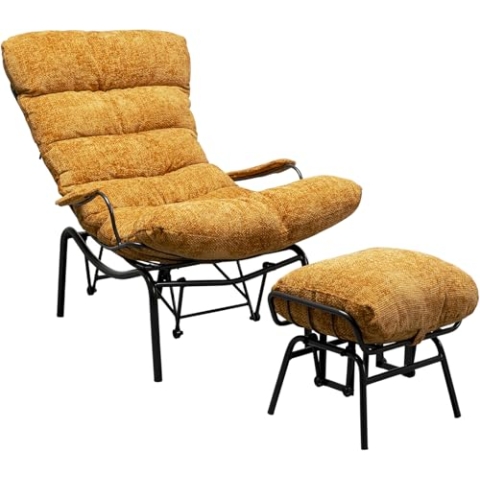 Kare Design Sessel Vienna Swing, Gelb, 40 cm Sitzhöhe, Polstersessel, inklusive Fußhocker, mit Kippfunktion, Wohnzimmer, 95x82x111 cm (H/B/T)