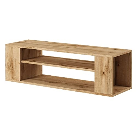 Selsey Weri - TV-Board hängend mit 2 offenen Fächern, minimalistisch, 100 cm breit (Wotan Eiche)