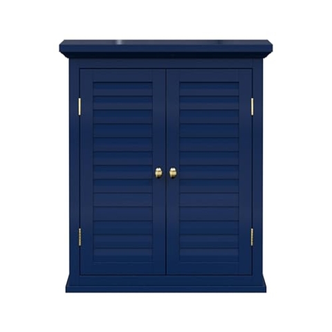 Elegant Home Fashions Glancy Wandschrank 2 Türen Navy Lamellenoptik