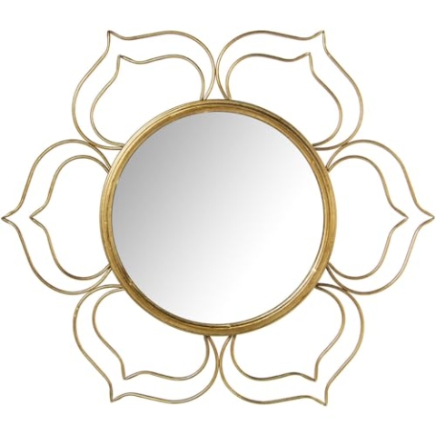 Alexandra House Living Wandspiegel, goldfarben, Metall, Blume, 2 x 68 x 62 cm