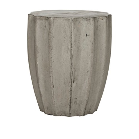 SAFAVIEH Modern Outdoor Cement Stool, in Dark Grey, 39 X 39 X 44.95