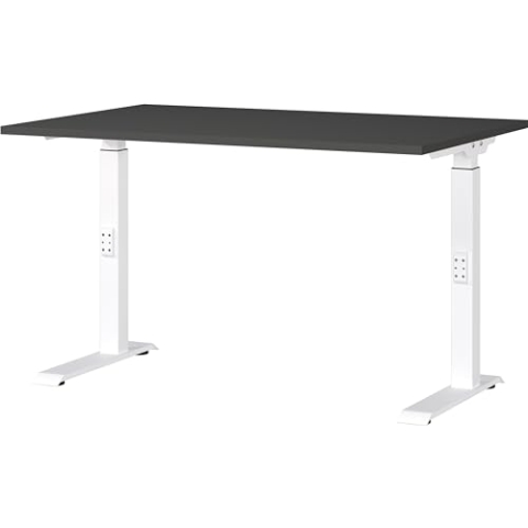 Germania Schreibtisch 7910-569, in Graphit/Weiß, me. höheneinst., 120 x 91 x 80 cm (BxHxT)