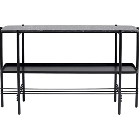 Kare Design Konsole Bennet, Schwarz, Konsolentisch, Marmor Deckplatte, Stahlgestell, Unikat, 72x120x30 cm (H/B/T)