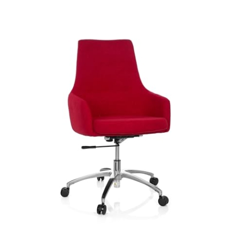 hjh OFFICE 670923 Design Drehsessel Shake 100 Stoff Rot Büro Drehstuhl höhenverstellbar mit Rollen, inkl. Kissen