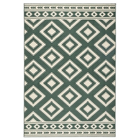 Hanse Home Kurzflor Teppich Ethno Grün Creme, 80x200 cm