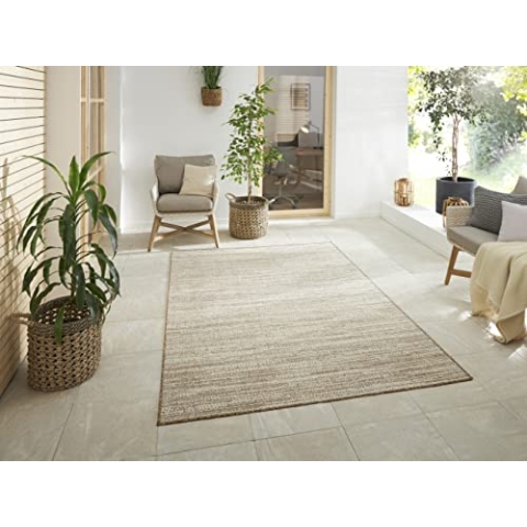 Elle Decoration In -und Outdoor Mèlange - Flachgewebe Wendeteppich modernes Design meliert robust pflegeleicht wasseranweisend Balkon Terrasse Garten Wohnzimmer Büro Schlafzimmer- Linen, 200x290
