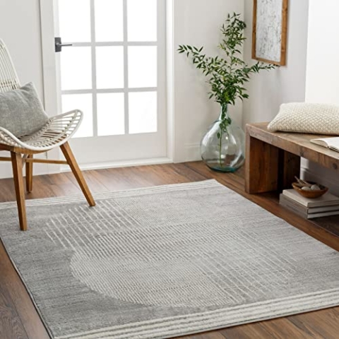 Livabliss Mombasa Teppich Wohnzimmer Boho, großer Teppich Schlafzimmer 120x170 cm - Teppich für Esszimmer mit geometrischem Muster, Skandinavischer Wohnzimmerteppich modern in Grau, Creme, Holzkohle