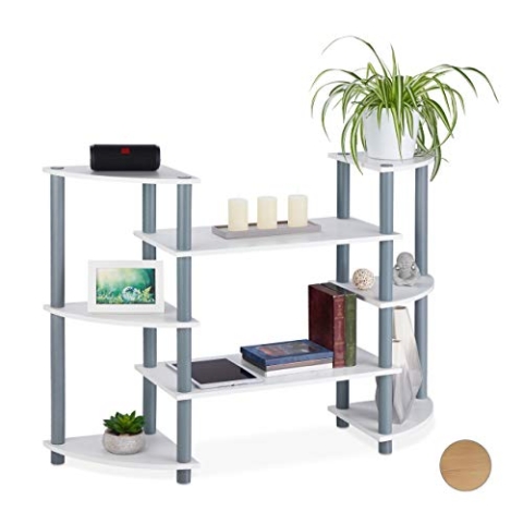 Relaxdays Wohnzimmer Regal, 8 Ablagen für Deko, Bücher, offen & freistehend, TV Regal, HBT: 75,5 x 106,5 x 30 cm, weiß