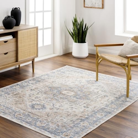 Livabliss Sig Teppich waschbar in der Waschmaschine - Vintage Teppich waschbar für Wohnzimmer 160x213 cm, Schlafzimmer, Küche - Orientalischer Boho Style Teppiche, Teppich Groß in Beige, Braun, Grau