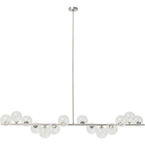 Kare Design Hängeleuchte Scala Balls, Chrom, XL, Hängelampe, Deckenleuchte, Stahl Stange, Glas Schirme, handgearbeitet, höhenverstellbar, keine Leuchtmittel inklusive,138x155x28 cm (H/B/T)