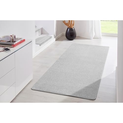 Hanse Home Indoor Teppich Fancy – Wohnzimmerteppich einfarbig Modern Velours Teppich für Esszimmer, Wohnzimmer, Kinderzimmer, Flur, Schlafzimmer, Küche – Grau, 80x300cm