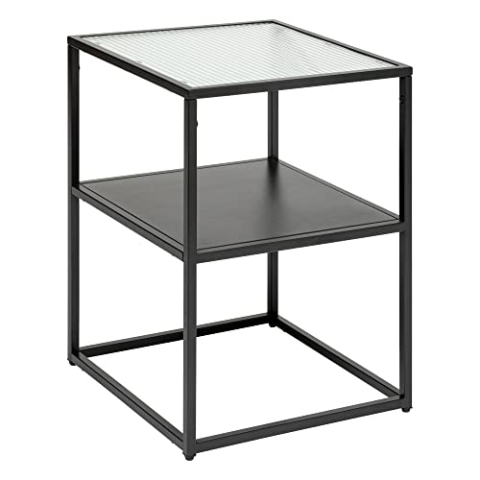 Atmosphera - Beistelltisch Aldir Metall und gehärtetes Glas - schwarz - Schwarz