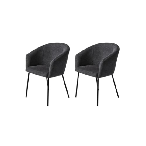 FJORDFORM Esszimmerstuhl, 2'er stühlen, dunkel grau, Schwarze metalbeine Chair, Brego, one Size