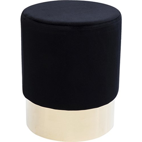 Kare Design Polsterhocker Cherry Brass, kleiner, moderner Design Hocker mit Samtbezug, rund, Schwarz-messing, (H/B/T) 42x35x35cm