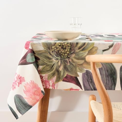 Belum Tischdecke ohne Wachstuch Ula 105, Tischdecke 250 x 140 cm, schmutzabweisend, harzbeschichtet, antibakteriell, Tischdecke aus organischem Stoff, Tischdecke aus 100% Bio-Baumwolle