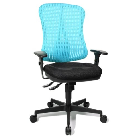 Topstar HE20PBC06 Head Point SY "P4", ergonomischer Bürostuhl, Schreibtischstuhl, Muldensitz, inkl. Armlehnen, Netzrücken, Stoffbezug aqua-blau