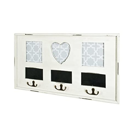 HAKU Möbel Wandgarderobe antikweiß, Massivholz, MDF - Maße: B 49 cm x H 26 cm x T 3 cm, Style: Industrial