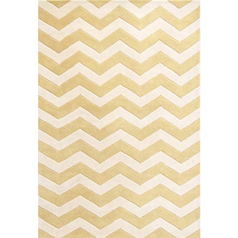 SAFAVIEH Zeitgenössische Teppich für Wohnzimmer, Esszimmer, Schlafzimmer - Chatham Collection, Kurzer Flor, Helles Gold und Elfenbein, 152 X 244 cm