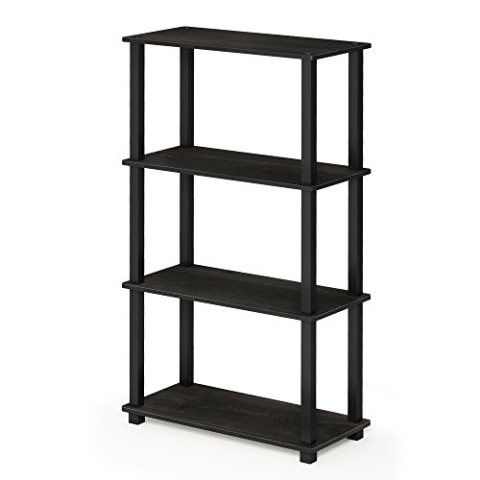 Furinno Turn-S-Tube 4-stufiges Mehrzweckregal mit Vierkantrohr, Espresso/Schwarz
