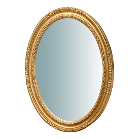BISCOTTINI INTERNATIONAL ART TRADING Wandspiegel für Badezimmer und Schlafzimmer 64 x 83 x 5 cm | Wandspiegel mit Haken | Goldspiegel