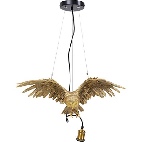 Kare Design Hängeleuchte Animal Owl, Gold, Hängelampe, Pendelleuchte, Eulen Motiv, höhenverstellbar, keine Leuchtmittel inklusive, 60x57x14 cm (H/B/T)
