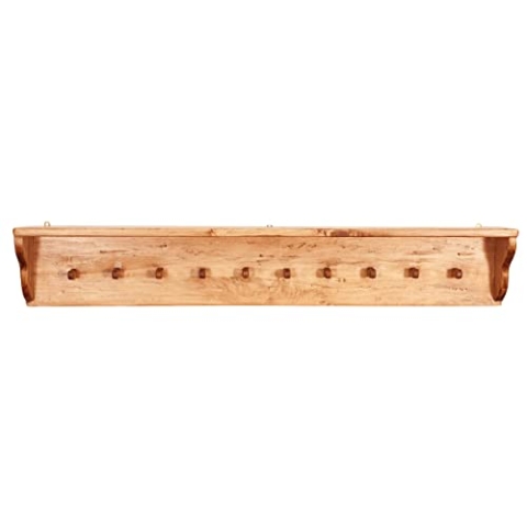 Biscottini Holz 156 x 20 x 25 cm | Bademantelhaken mit 10 Haken | Wandgarderobe, 156x20x25 cm