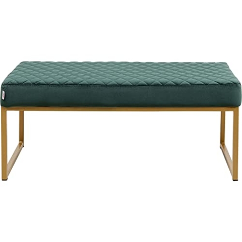 Kare Design Bank Smart Velvet, Dunkelgrün, Sitzbank, Polsterbank, Samtoptik, Stahl Gestell, 40x90x40 cm (H/B/T)