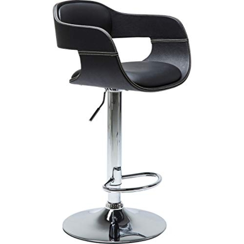 Kare Design Barhocker Costa Black, Tresenhocker, Barstuhl höhenverstellbar mit lehne, schwarz, 48x48x106 cm