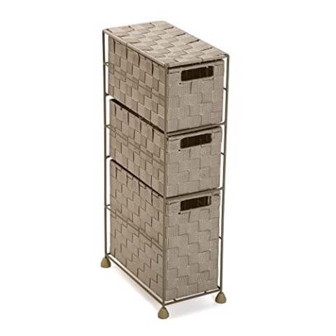 Versa Mannheim Möbel für das Bad, Schubladeneinheit mit 3 Schubladen zum Organisieren, Moderne und unterhaltsame Aufbewahrung, Maßnahmen (H x L x B) 57 x 28 x 15,5 cm, Nylon, Farbe: Beige