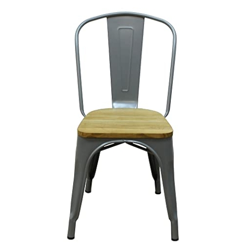 RED DECO Stuhl, Metall Holz, grau, one Size