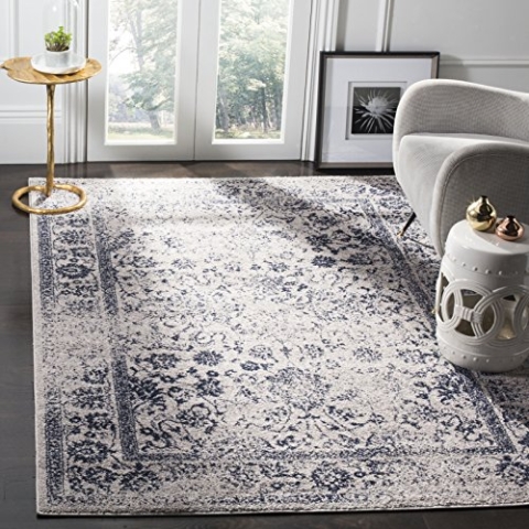 SAFAVIEH Distressed Teppich für Wohnzimmer, Esszimmer, Schlafzimmer - Adirondack Collection, Kurzer Flor, Grau und Marine, 155 X 229 cm