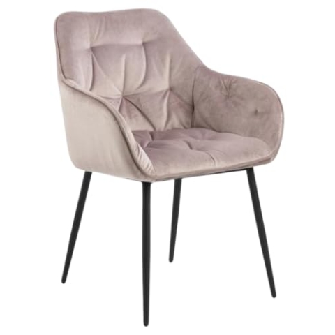 AC Design Furniture Bentley Carver Esszimmerstühle 2er Set, H: 83 x B: 58 x T: 55 cm, Dusty Rose/Schwarz, Samt/Metall, 2 Stk.