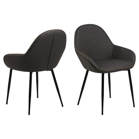 AC Design Furniture Julie Esszimmerstühle 2er Set, L: 57.5 x B: 60 x H: 84 cm, Grau/Orange/Schwarz, PU/Metal, 2 Stk