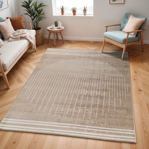 Surya Nairobi Teppich Wohnzimmer Boho - Großer Schlafzimmer 200x274 cm - Für Esszimmer Mit Geometrischem Muster, Skandinavischer Modern in Braun Und Beige