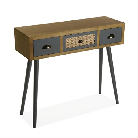 Versa Pandora Schmales Möbelstück für den Eingangsbereich oder Flur, Moderner Konsolentisch, mit 3 Schubladen, Maßnahmen (H x L x B) 79 x 30 x 90 cm, Holz, Farbe: Braun